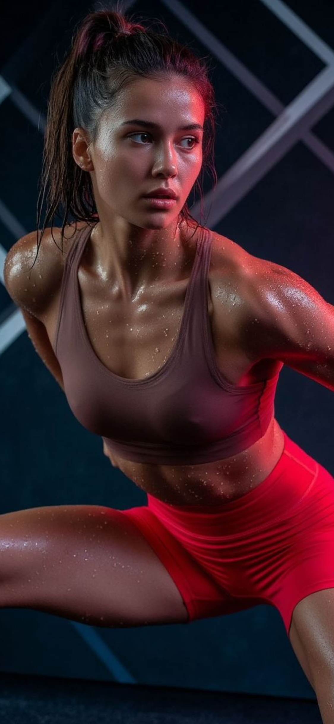 Athlete training in a studio